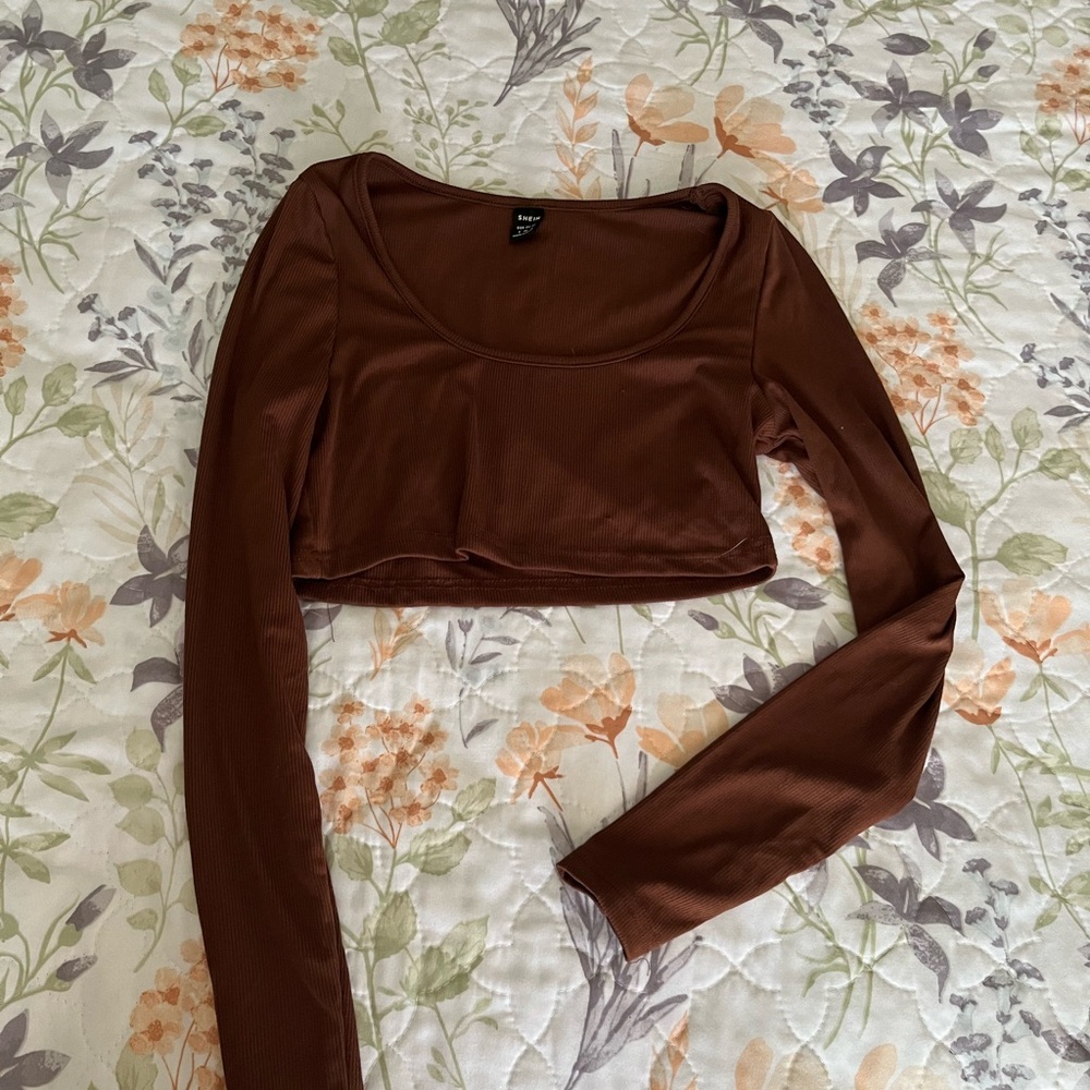 SHEIN Chocolate Brown Long Sleeve Bodysuit
